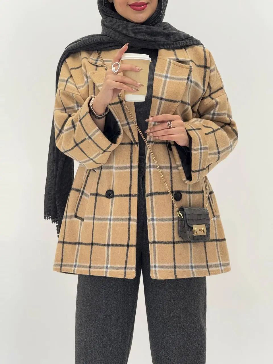 3568-کت چهارخونه شکلات